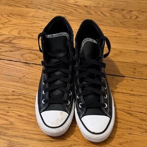 Black Leather Converse Cons